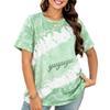 Tie-Dye Letter Lockeres T-Shirt für Damen! 2026 Sommer Neu Übergröße, Lässiges Vielseitiges Schlank geschnittenes Oberteil