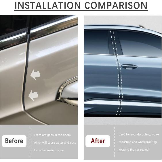 32.8Ft Car Door Weather Stripping, B-Shape Double Layer Rubber Seal Strip, Soundproof & Self Adhesive Automotive Weather Stripping, Car Accessories