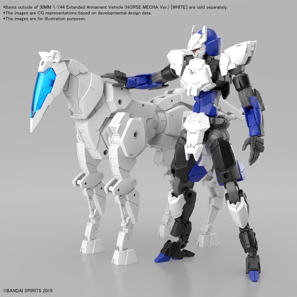 BANDAI SPIRITS 30MM Exar Vehicle (Horse Mecha Ver.) [White] 1/144 Scale Color-coded Plastic Model