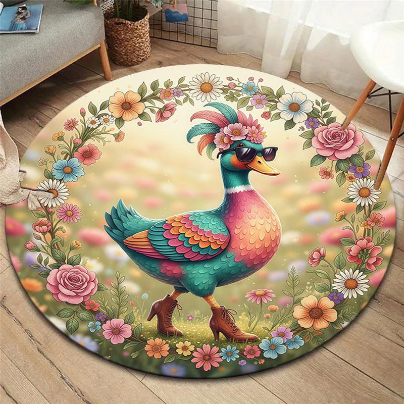 Colorfulbirds Round Area Rug,Carpet Rug for Living Room Bedroom Sofa Playroom Decor,Non Slip Floor Mat