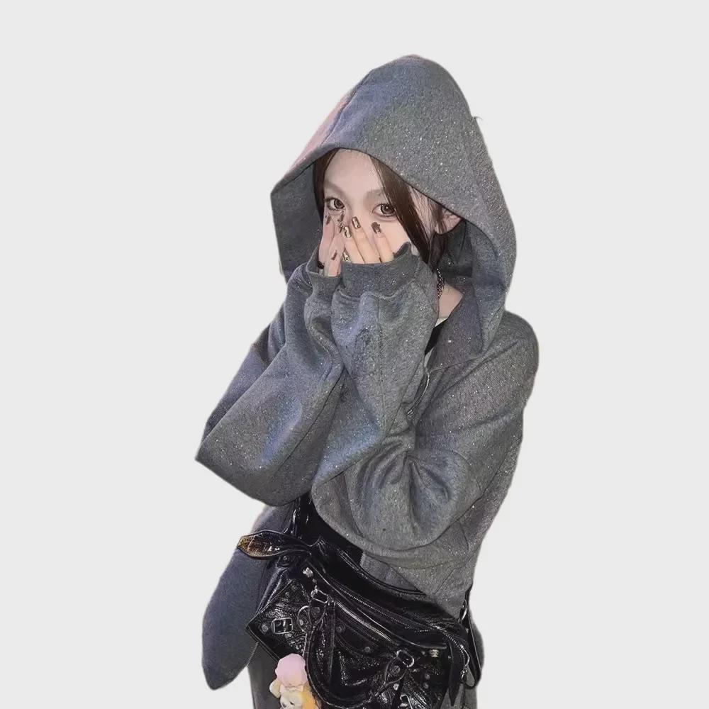 Women's Korean-Style Autumn Sporty Tracksuit: Casual Loose Cardigan Sweatshirt & Petite Sweatpants Two-Piece Set