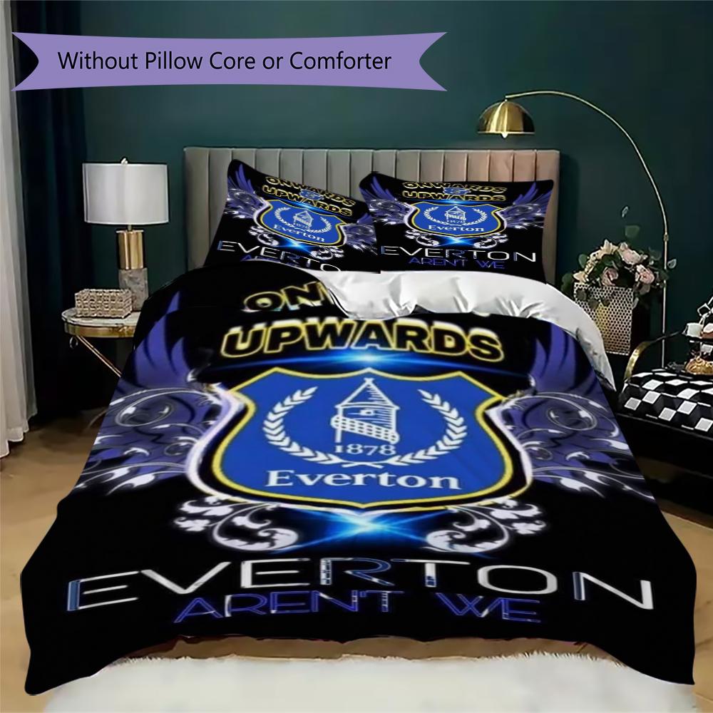 Everton FC Pattern Bedding Uilt Set Uilt Cover Pillowcase Home Decoration Birthday Gift (1 * Duvet Cover + 2 * Pillowcase  Without Core)41