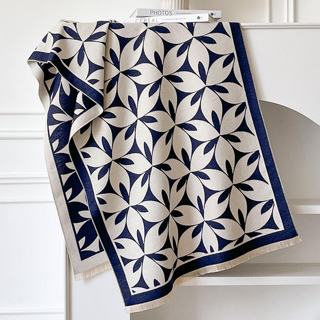 Trojúhelníkový kostkovaný šátek z imitace kašmíru pro ženy, dvojí použití, podzimní a zimní teplý studentský šátek k ochraně před chladem, šála