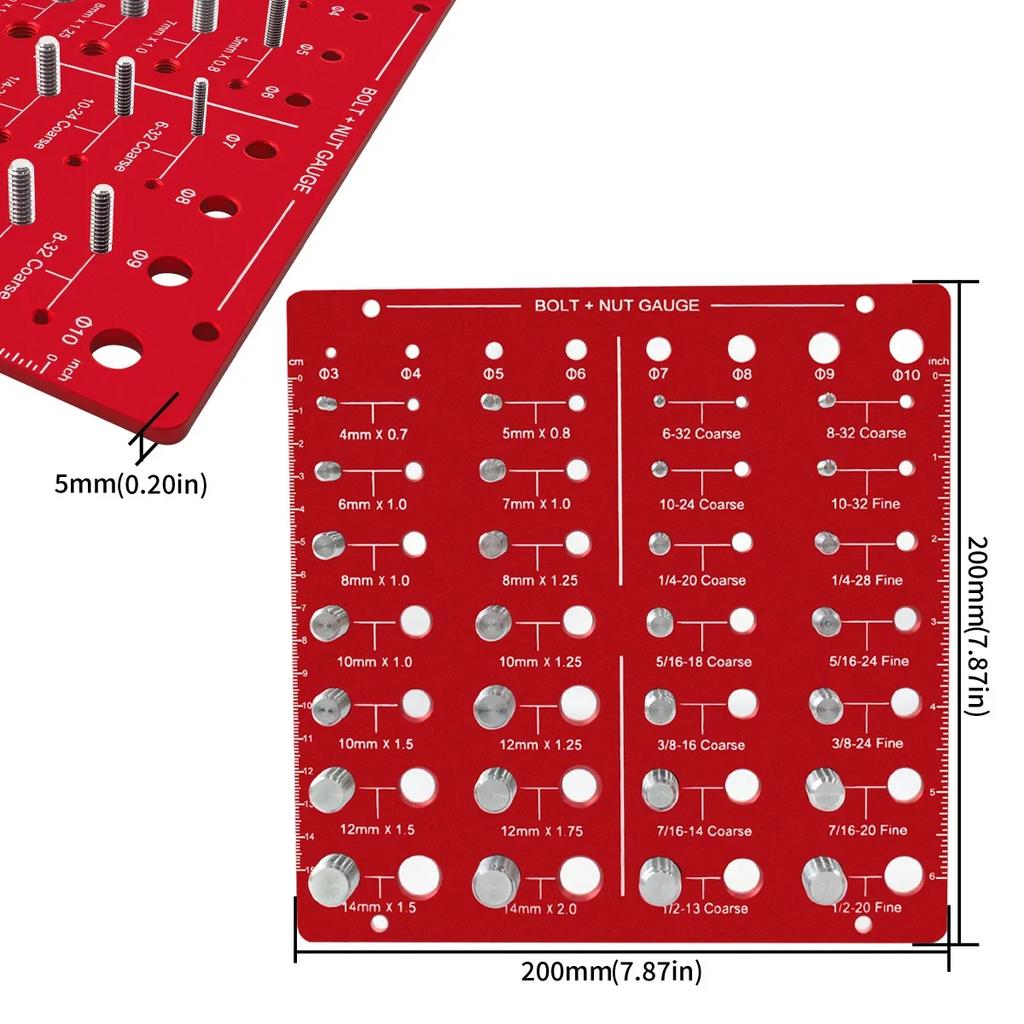 Nut and Bolt Thread Checker Thread Identifier Gauge Nut Bolt Screw Identibolt 28 Bolt Standard Sizes Measuring Identifier Tool