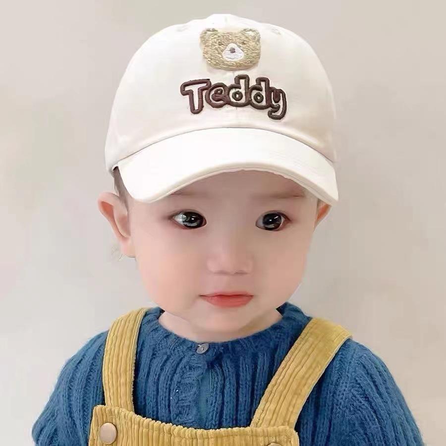 Bear Cap Baby 1-5 Years Old Baby Spring and Summer Sun Protection Baseball Cap Cotton Breathable Hat for Boys Girls