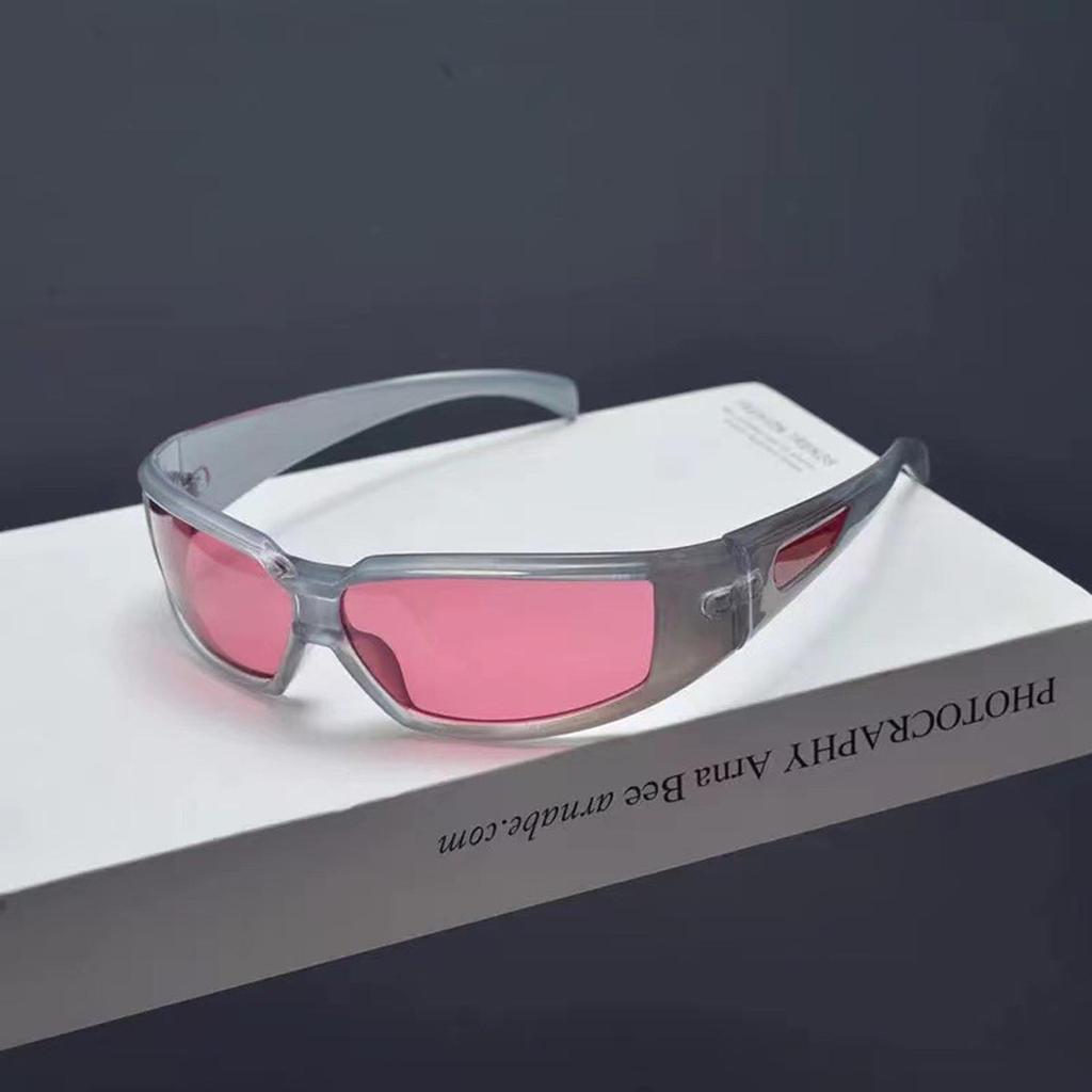 Y2K Wraparound Sunglasses for Women Men, Futuristic Rectangle Shield Glasses, Retro Cyber Fashion Eyewear