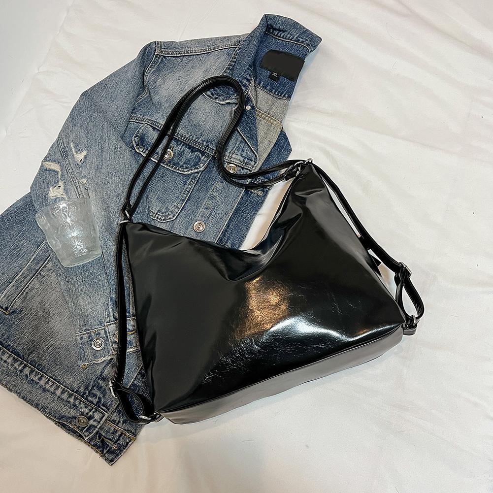Women Y2k All-Match Shoulder Bag Large Capacity Versatile Handbag Solid Color Cute Tote Handbag Work Commute School Bag
