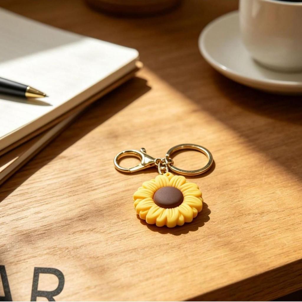 Sunflower Soft PVC Keychain: Inspirational Backpack Charm for Students and Graduation Gift