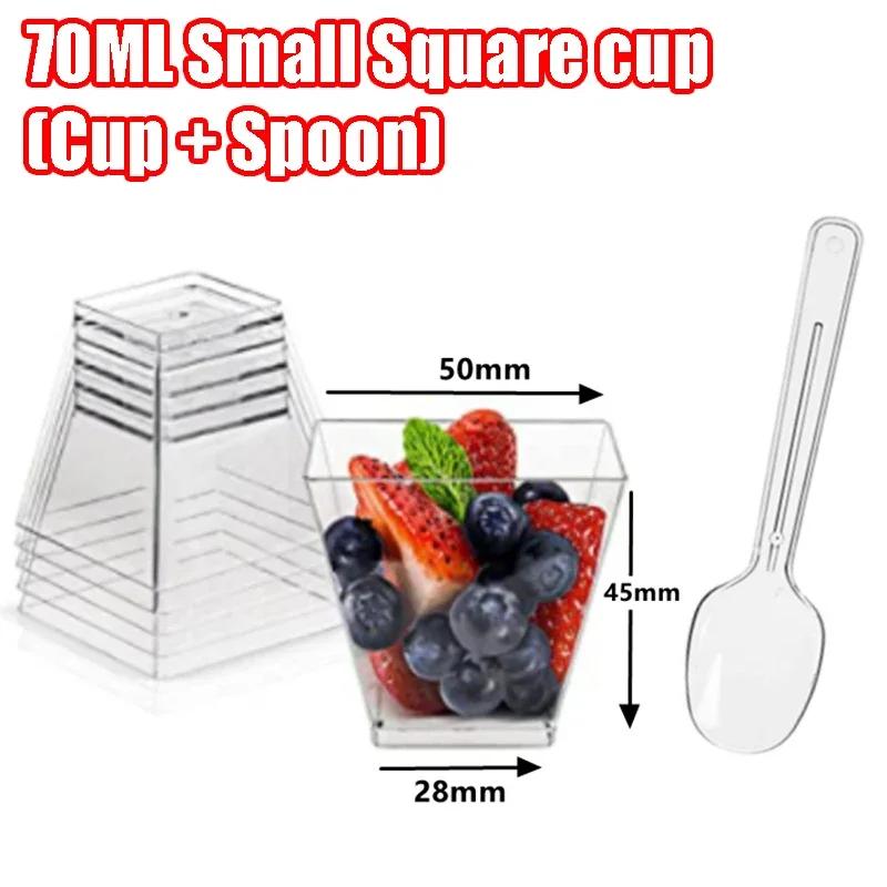 5-100PCS Disposable Plastic Dessert Cups Reusable Clear Ladder Shaped Cup Appetizers Cake Ice Cream Cup for Party Wedding