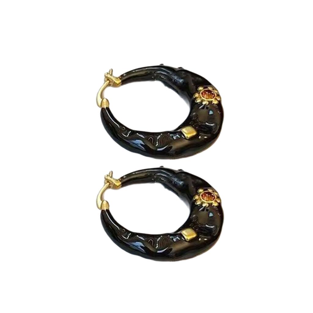 Boucles d'oreilles créoles en émail style rétro Légères et confortables Boucles d'oreilles Bijoux Fait main Accessoires d'oreille pour femmes