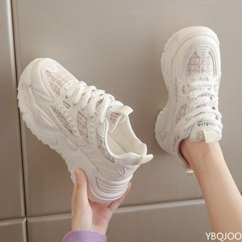 Fashion Women's Spring Autumn New Thick soled Sports Shoes with Breathable Mesh Versatile Height Increasing Casual Sports Shoes