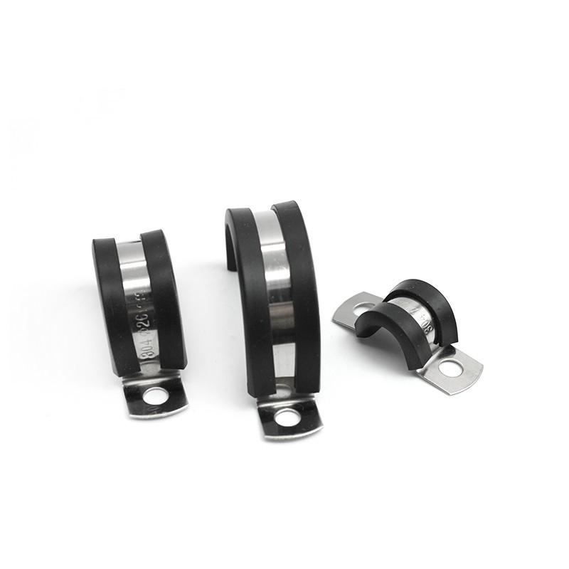 2Pcs 8-50MM 304 Stainless Steel Rubber Lined U Clips Cable Mounting Hose Pipe Clamp Mikalor 8MM 2PCS