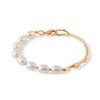 Gold Plated Half Pearl Half Irregular Metal Bangle Bracelet