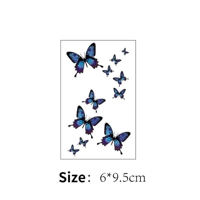 

10Pcs Body Art Pattern Men Women Temporary Tattoos Blue Butterfly Party Decals Clavicle Tattoo Stickers. as the picture