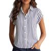 Damen S Gestreiftes Kurzarm Hemd mit Knöpfen Sommer Lässige Bluse