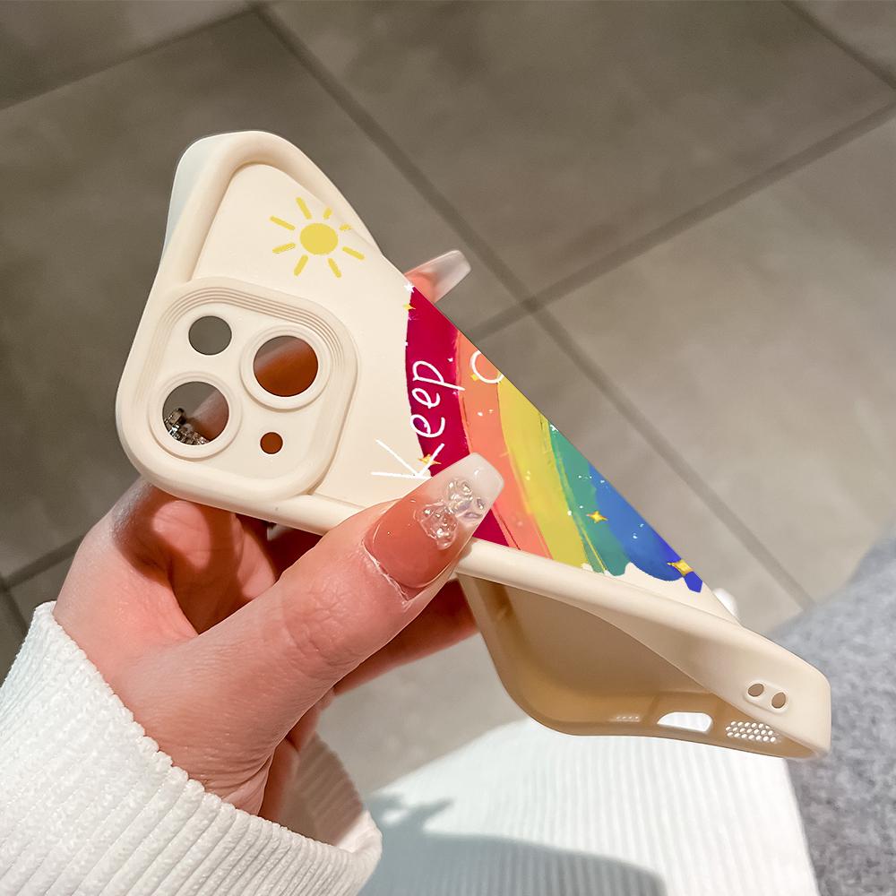 Soft Silicone Square Ladders Cartoon Pattern Full Cover Camera Protection Shockproof Case for iPhone Infinix Tecno Vivo