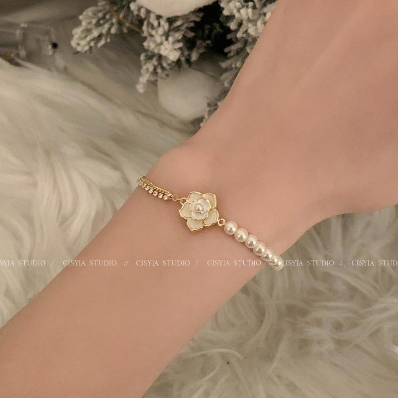 Bracciale Camelia di Perle di Alta Gamma 2024 per Donna – Eleganza Lussuosa & Regalo Raffinato per Studenti o Migliori Amiche
