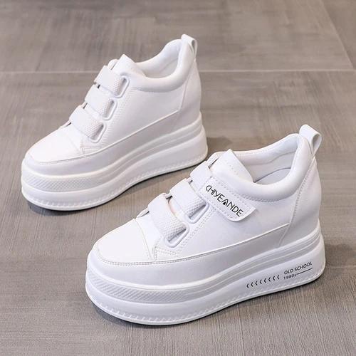 

2025 Женские Новые Короткие Ботинки на Толстой Подошве и Высокой Платформе, на Плоской Подошве, Спортивные и Повседневные, Женская Обувь, Модные Высокие Белые Кроссовки 40 белый