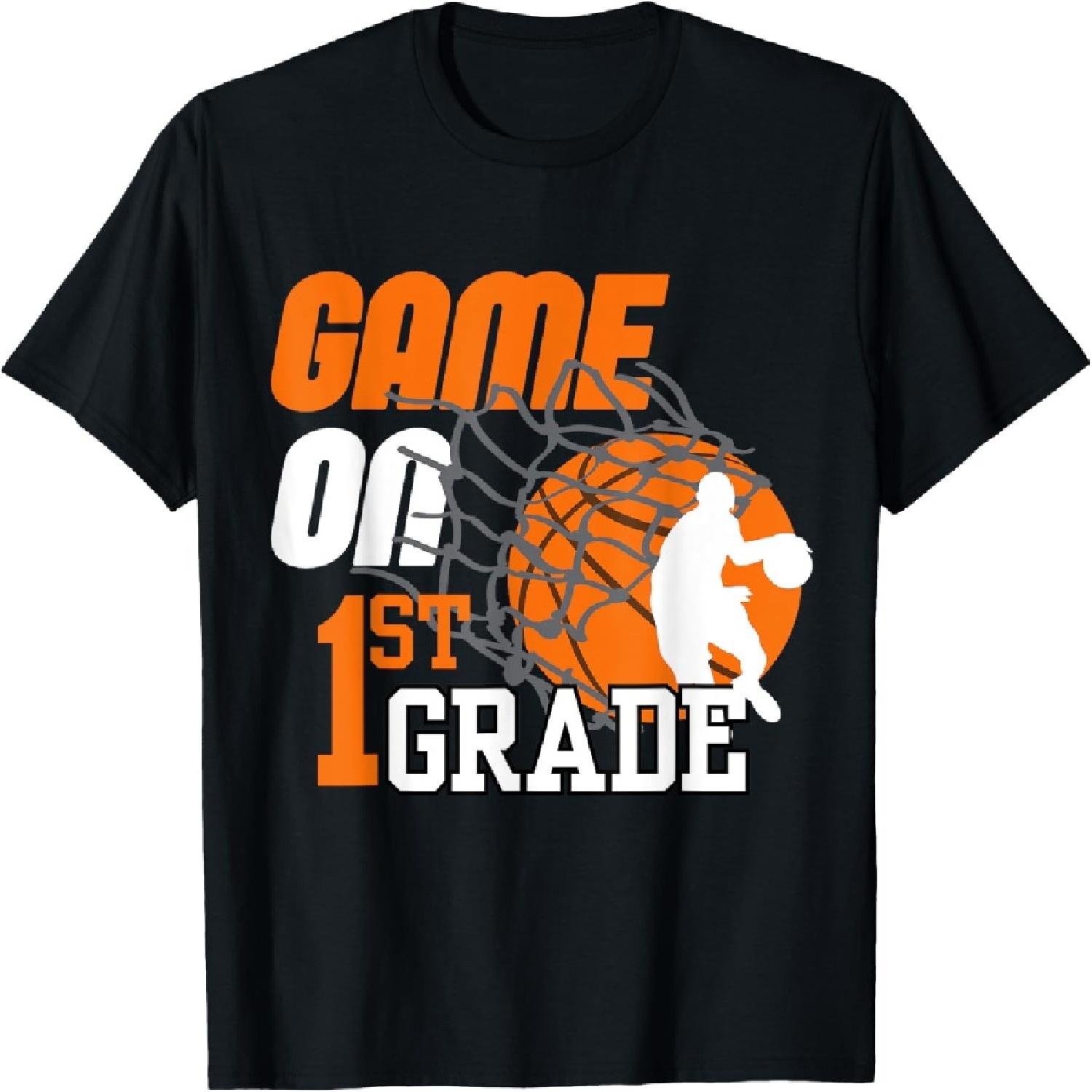 Boys Game On 1st Grade Basketball Back To School Teacher Kid T-Shirt XXXXXL разноцветный