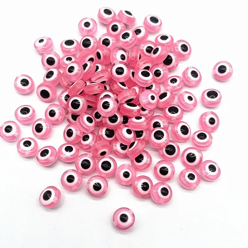 Z12 50pcs/lot 8mm Multicolored Charm Evil Eye Resin Spacer Bead Jewelry Making DIY Handmade Earring Bracelet Trend Accessories
