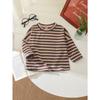Kids Long Sleeve Striped Round Neck Casual T Shirt