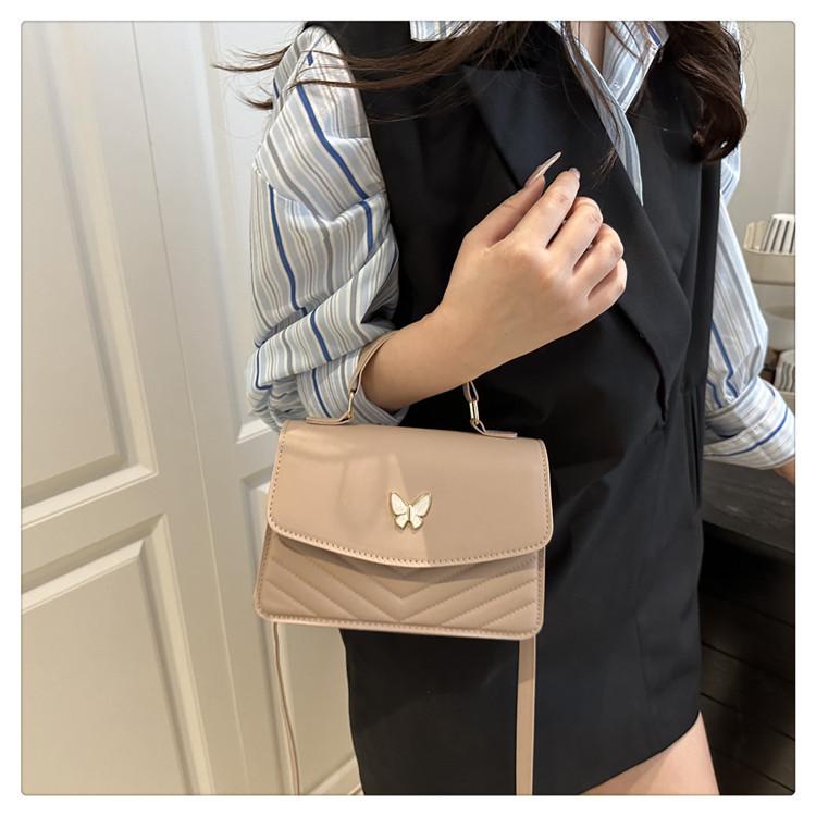 Vintage Faux Leather Shoulder Bag for Women, Butterfly Decor Small Crossbody Purse, Square Bag for Daily Use