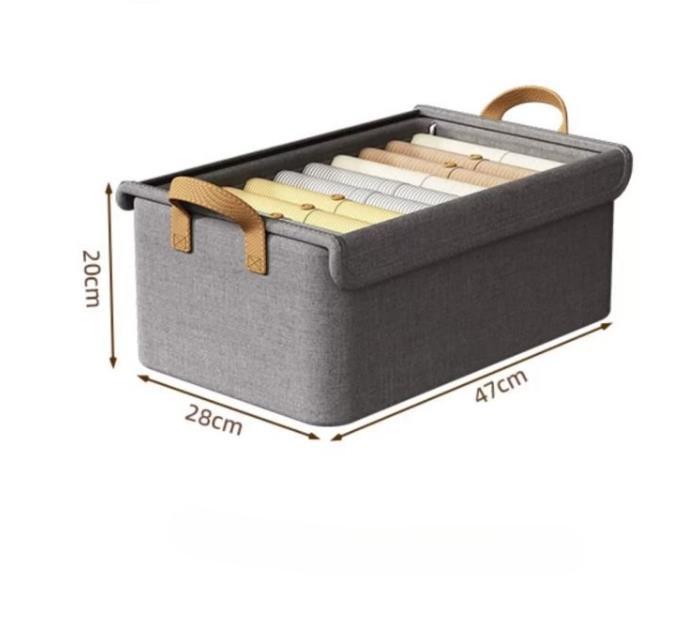 Steel Frame Folding Storage Boxes with Cover Dust-Proof Moisture-Proof Clothes Trousers Socks Home Organization Drawer Wardrobe Storage Box