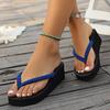 2024 New Fashion Solid Color Flip Flop Flip-Flop Wedge Fashionable Summer Comfortable and Lightweight Outer Shoes for Women