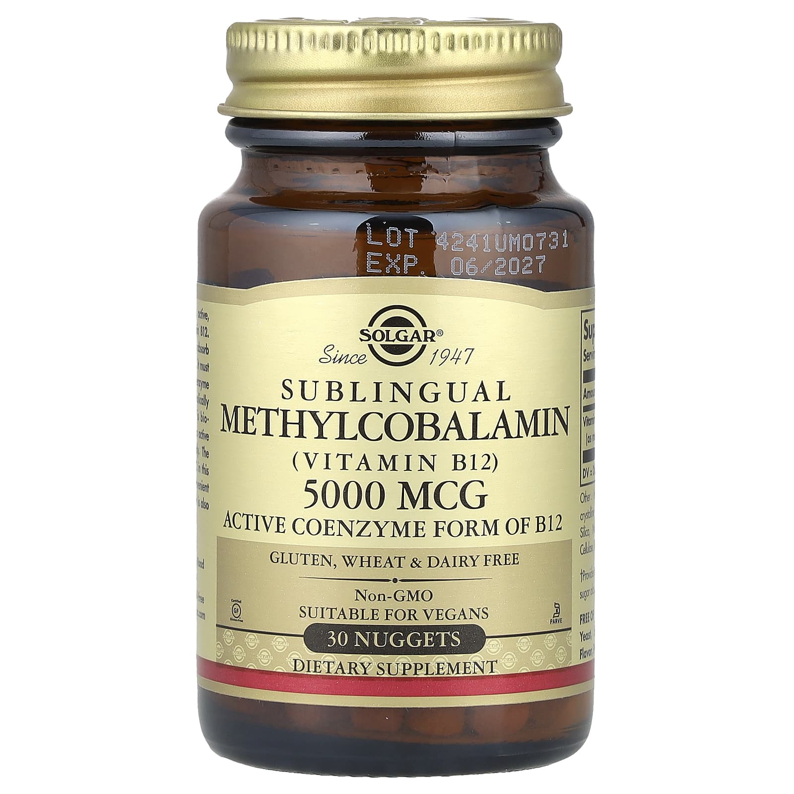 

Methylcobalamin (Vitamin B12), 5000 Mcg, 30 Nuggets