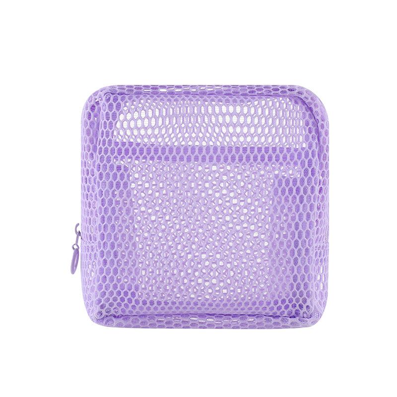Square Mesh Cosmetic Bag Portable Lipstick Cosmetic Storage Bag With Zipper Multi-Purpose Sundries Storage Bag Cute Student Case