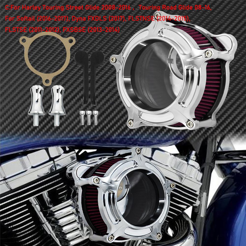 Motorcycle Air Filter Air Cleaner Kit CNC Intake System Chrome For Harley Sportster Dyna Softail Touring 883 1200 Electra Glide