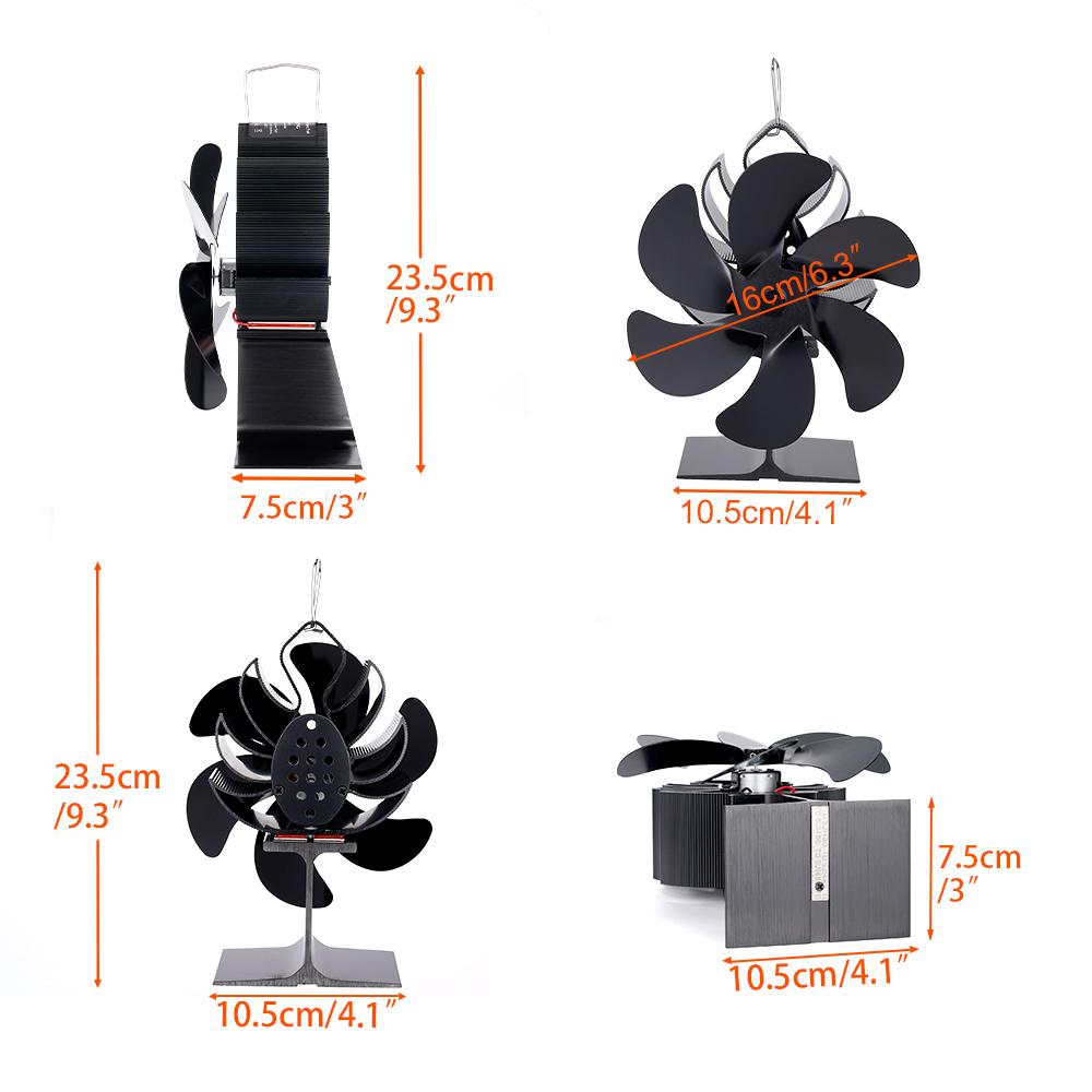 Stove Fan Heat Powered Fireplace Fan 6 Blades Log Wood Burner Eco-Fan Quiet Home Warm Efficient Heat Distribution
