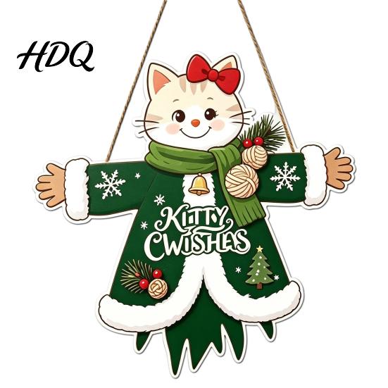 Xmas Window Decorations Wooden Christmas Hanging Pendant Cartoon Welcome Sign for Front Door Ornaments Wall Decor