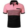 High End Men's Top Spring Summer Short Sleeved Casual Sports Comfortable Loose Breathable Stripe Contrasting Color T-shirt Polo Shirt Yasheng