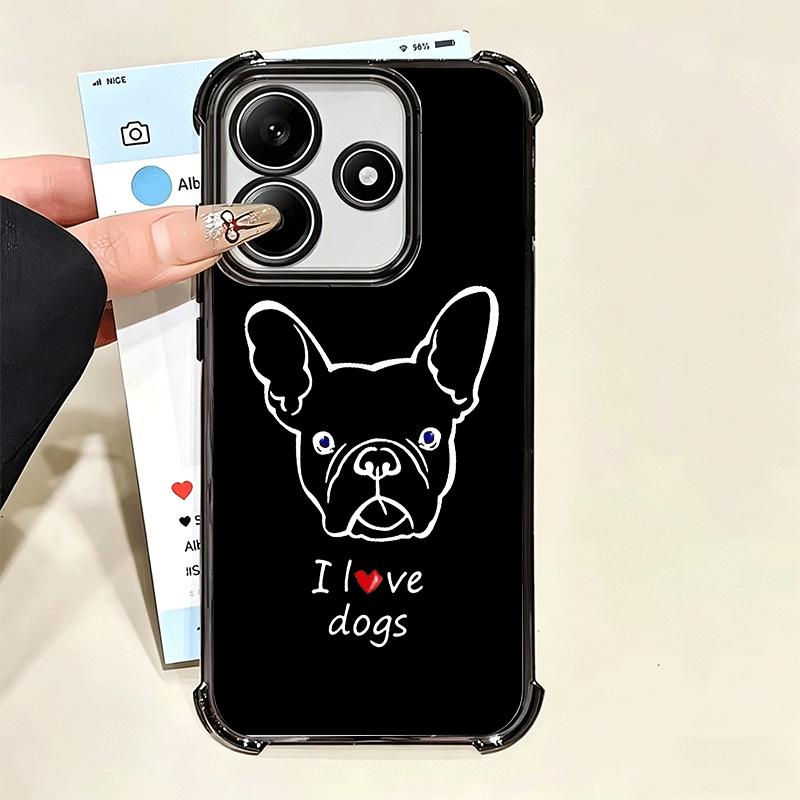 French Bulldog Black Desgin Plating Phone Case For Xiaomi Poco X5 X6 X7 X8 Pro Max F8 Ultra F7 M8 M7 M5S Redmi 15C 15 14C 13C 13