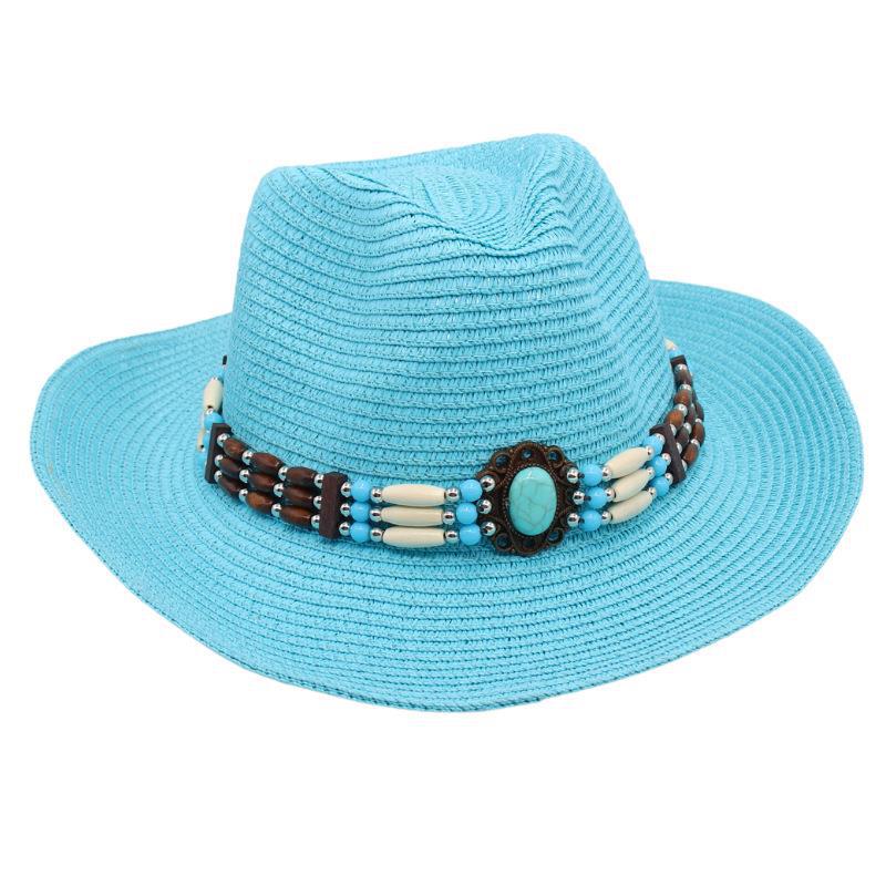 Spring And Summer Sanya Beach Hat Seaside Western Cowboy Straw Hat Ethnic Style Sun Protection Visor Jazz Hat Breathable