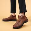 Handmade Men's Boots High-Top Casual Shoes Lace-Up Outdoor Men Hiking Shoes Non-slip Leather Ankle Boots Plus Size Fashion Boots
