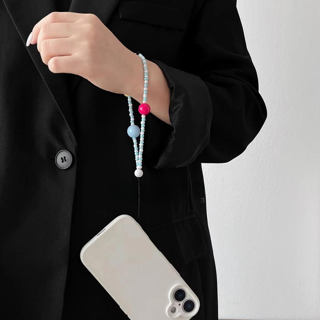 Trendy INS Cute Phone Wrist Strap Beaded Lanyard for Phone Camera Keys Bag Anti Loss Chain Bracelet Fashion Accessory