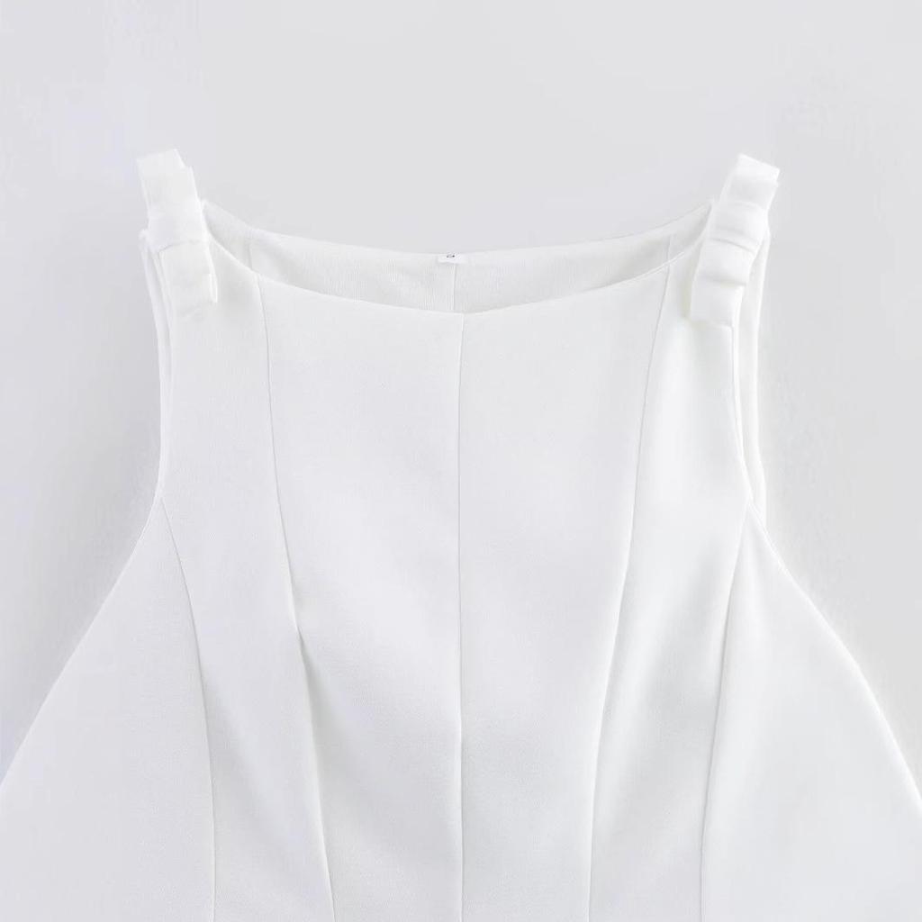 2025 Summer European & American Bow-Accent Hem Skirt & Vest Set