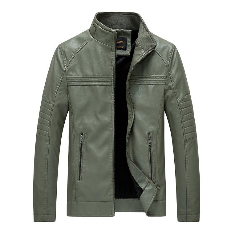 2022 Autumn/Winter Men's Stand Collar Motorcycle Leather Jacket