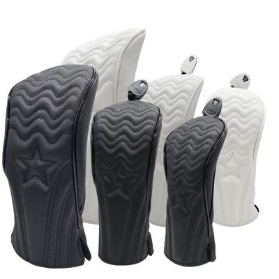 Golf Headcover for Drivers and Premium PU Single Wave Pattern In Black and Includes Conversion Tag for (460cc, 440cc), Woods, Fairways, Utilities.