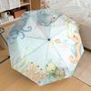 Underwater Friends Automatic Opening/Closing Umbrella - Portable Tri-Fold Design with 8-Bone Iron Frame, Perfect for Outdoor Use, Festive Gi