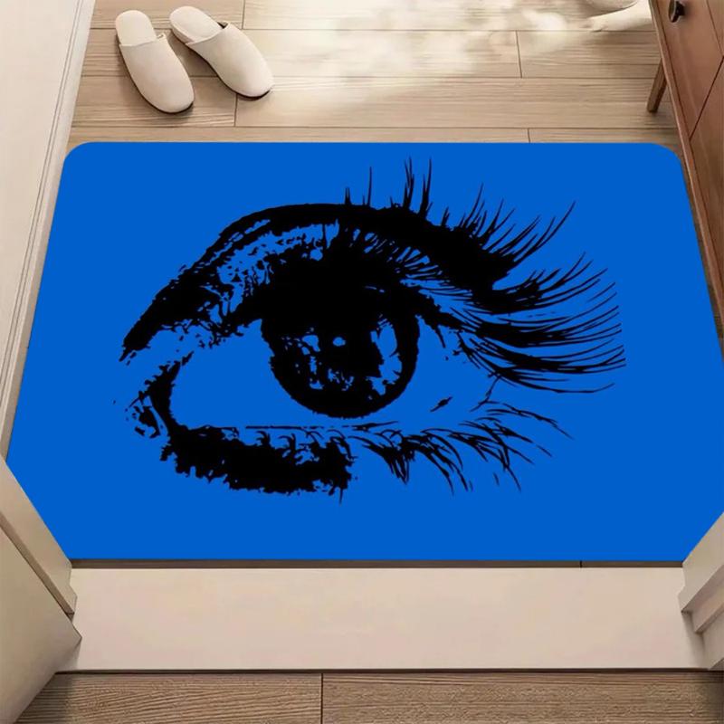 Artistic Brushstroke Eye Print Bath Mat Non Slip Soft Washable Bold Colorful Floor Carpet for Bathroom Bedroom Entryway Decor 40x60cm