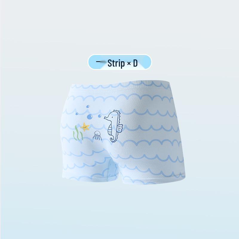 Wide Waist Non-Binding Boys' Pure Cotton Cartoon Boxer Briefs, Antibacterial Crotch, Class A, Four-Corner Design, Primary School Underwear