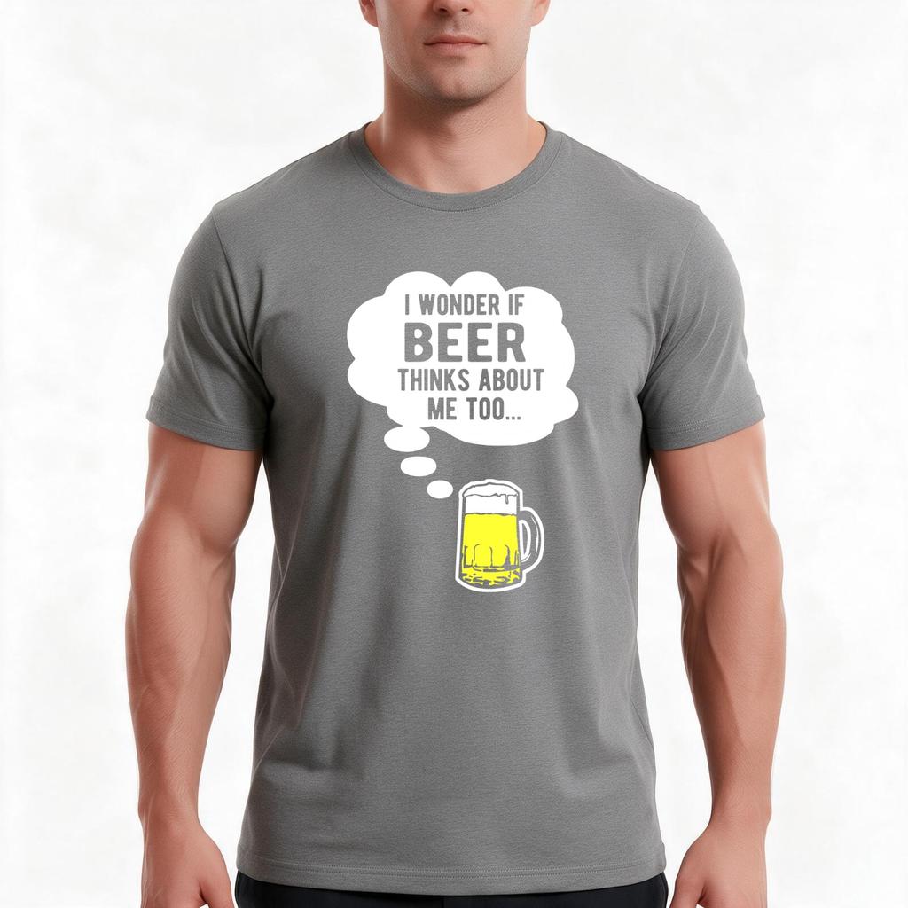 I Wonder If Beer Thinks About Me Too Tshirt Summer Casual Cotton Tee Oversized Streetwear Tops Vintage Graphic Print