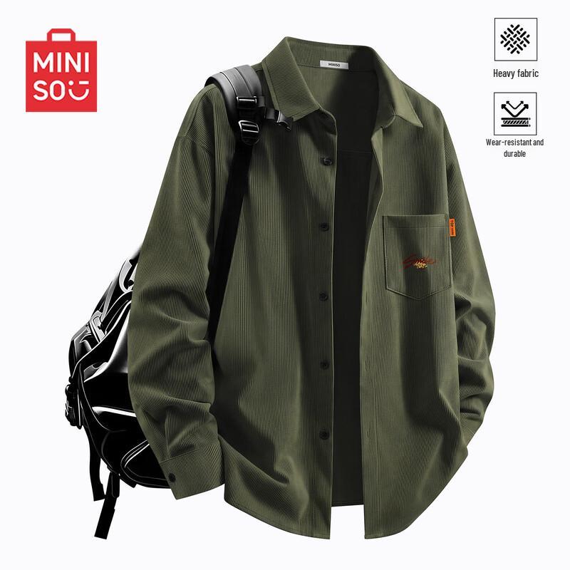 MINISO Men's Heavyweight Corduroy Long Sleeve Shirt