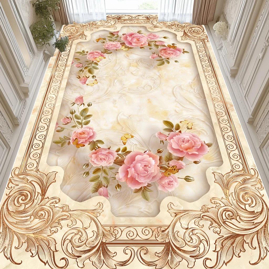Rose Luxury Fluffy Carpets for Living Room Large Area Pink Decoration Home Bedroom Soft Rug Wedding Washable Anti Slip Floor Mat