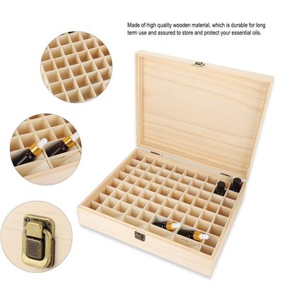 Natural Single Layer Wooden Essential Oil Storage Box Large Capacity 74 Bottles Portable Essential Oil Organizer Container Home Storage Case