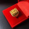 Men's Adjustable Gold Plated Abacus Ring with Dragon Design