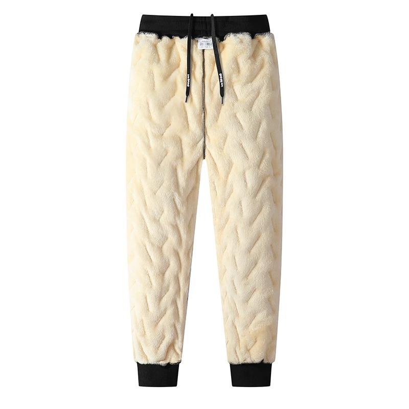 Autumn and Winter Lambswool Trousers Men's Padded Warm Casual Sports Trousers Loose Straight Hundred Yards Cotton Trousers Man